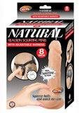 Natural Realskin Squirting Penis 8 inches Beige Harness