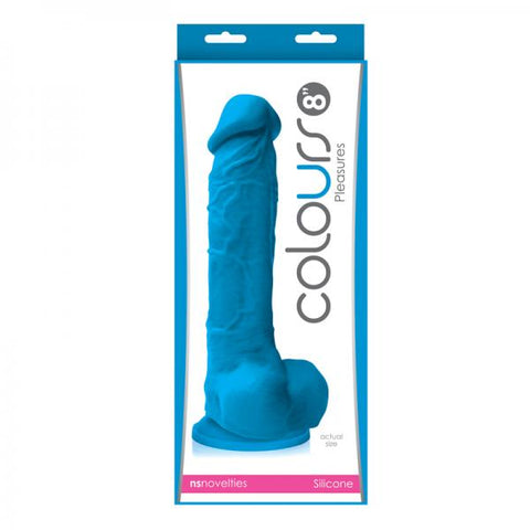 Colours Pleasures 8 inches Silicone Dildo - Blue