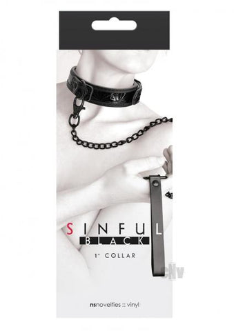 Sinful 1 inch Collar & Leash Black