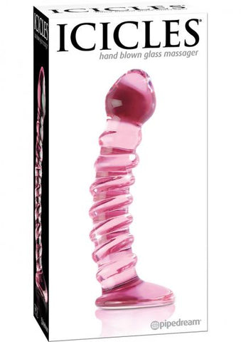 Icicles Hand Blown Glass Massager No 28 Pink