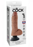 King Cock 8 inches Vibrating Tan Dildo with Balls