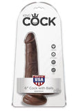 King Cock 6 inches Cock with Balls Brown Dildo