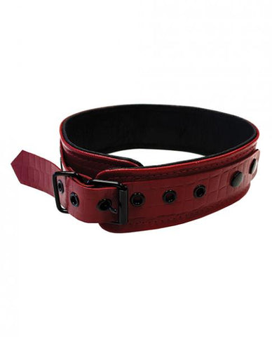 Rouge Anaconda Collar Burgundy Red Leather