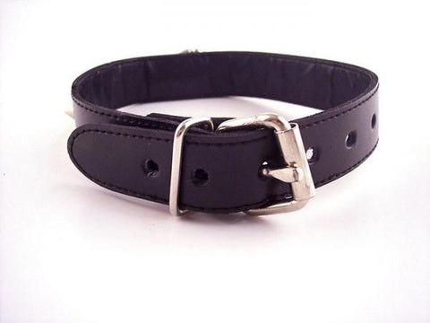 Rouge Leather O-Ring Studded Collar Black