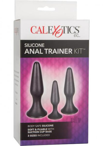 Silicone Anal Trainer Kit Black 3 Piece Set