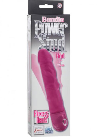 Bendie Power Stud Rod Dildo Pink Waterproof 7 Inch