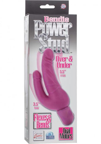 Bendie Power Stud Over & Under Double Vibrating Dildo Waterproof - Pink