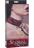 Scandal Collar With Leash Red Black O/S