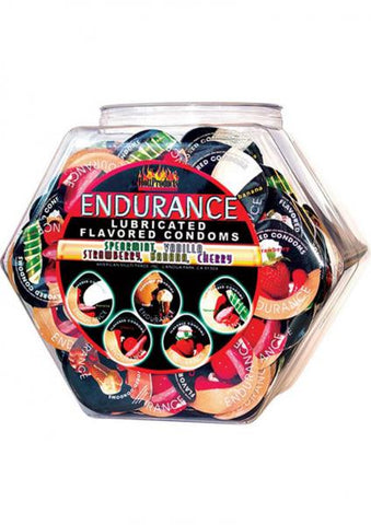 Endurance Lubricated Flavored Condoms 144 Per Bowl