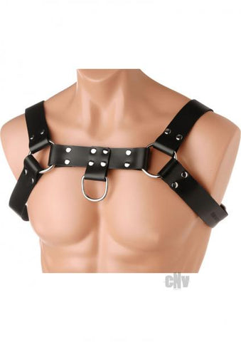 English Bull Dog Harness Black Leather