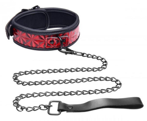 Crimson Tied Collar With Leash Red Black