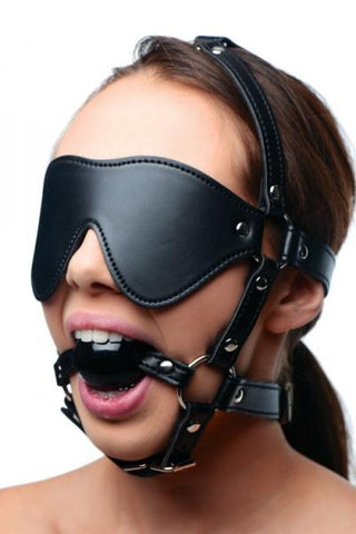 Strict Eye Mask Harness With Ball Gag Black