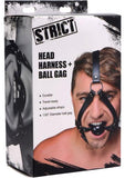 Head Harness With 1.65 Inches Ball Gag Black Leather