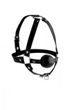 Head Harness With 1.65 Inches Ball Gag Black Leather