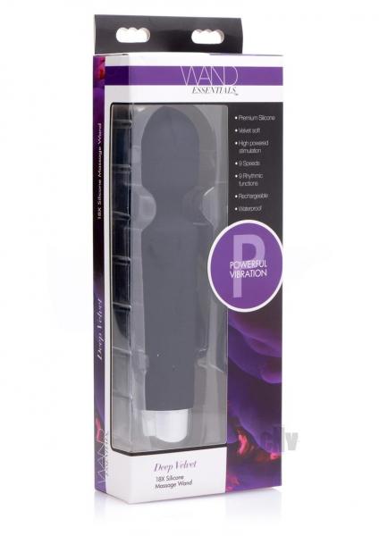 Deep Velvet 18X Silicone Massage Wand Black