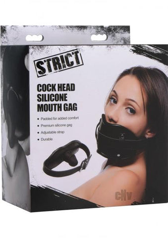 Strict Cock Head Silicone Mouth Gag Black