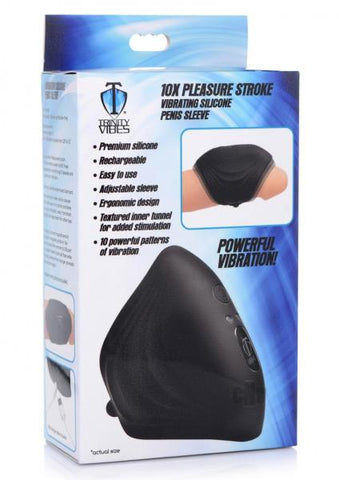 10x Pleasure Stroke Vibrating Silicone Penis Sleeve