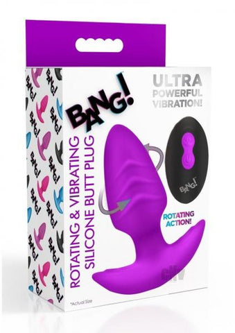 Rotating And Vibrating Silicone Butt Plug - Purple