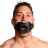 Feeder Locking Open Mouth Gag Black Leather O/S