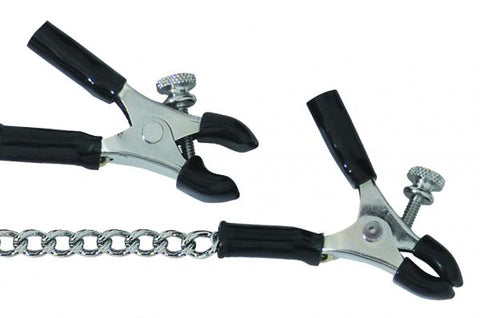 Adjustable Micro Plier Nipple Clamps With Link Chain Silver