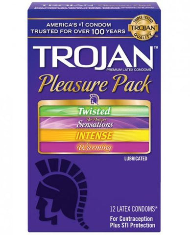 Trojan Pleasure Pack 12 Assorted Latex Condoms