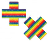 Pastease Glittering Rainbow Cross Nipple Pasties