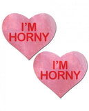 Pastease Love Liquid Pink Heart I'm Horny Nipple Pasties