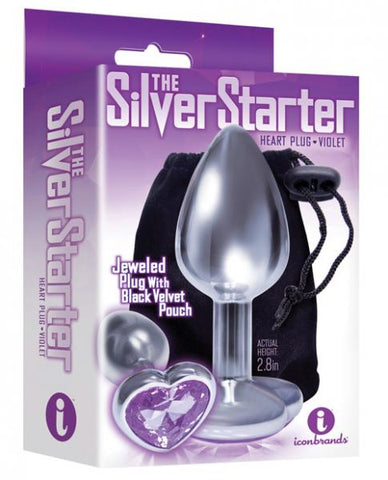 The Silver Starter Heart Bejeweled Stainless Steel Plug Violet