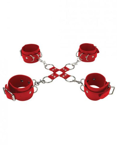 Leather Hand & Legcuffs Red