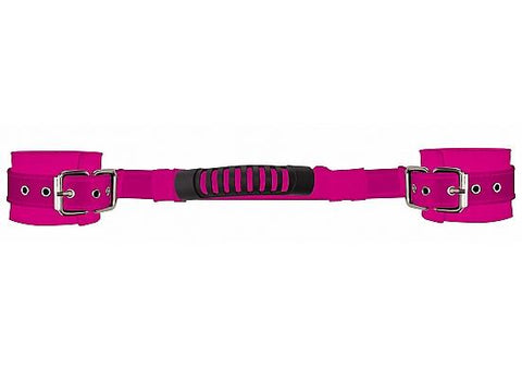 Ouch Adjustable Leather Handcuffs Pink