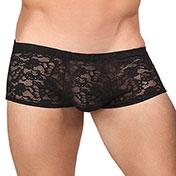 Male Power Mini Shorts Stretch Lace Black Medium