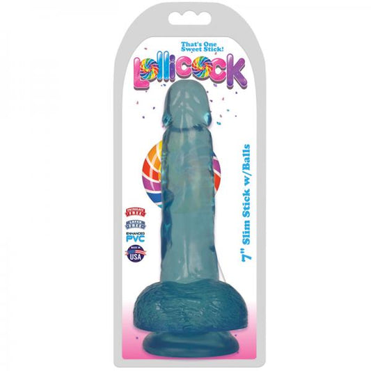 Lollicock 7 inches Slim Stick with Balls Berry Ice Blue