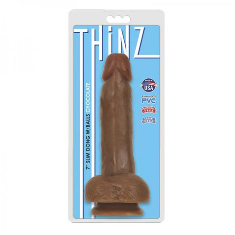 Thinz 7 inches Slim Dong with Balls Chocolate Brown