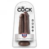 King Cock 7in Two Cocks One Hole Brown