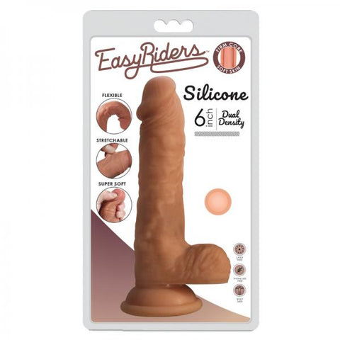 Easy Riders Dual Density 6 Inches Silicone Dong, Balls Beige