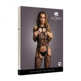 Shots Le Desir Lace Suspender Bodystocking With Round Neck Black O/s