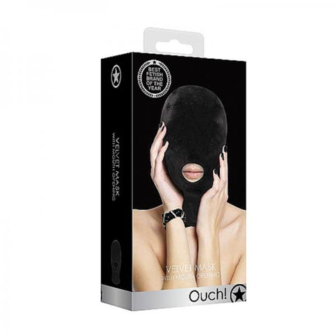 Velvet & Velcro Mask W/ Mouth Opening Black