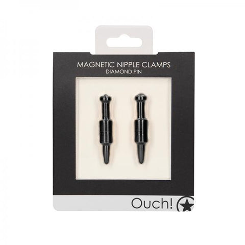 Ouch Magnetic Nipple Clamps - Diamond Pin - Black