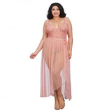 Dreamgirl Plus-size Stretch Lace Teddy & Sheer Mesh Maxi Skirt With Adjustable Straps & G-string Ros-2X