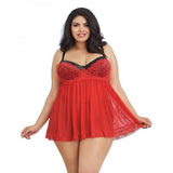 Dreamgirl Plus-size Stretch Mesh And Lace Babydoll With Underwire Push-up Cups, G-string, And Lace O-1X