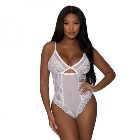 Magic Silk Modern Romance Cheeky Teddy White L/xl