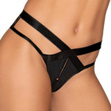 Dreamgirl Microfiber Open-crotch Strappy Panty Black M