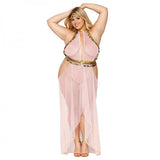 Dreamgirl Snake Charmer Costume Skirted Mesh Teddy With Gold Disc Accents & Headpiece Pink Queen Siz