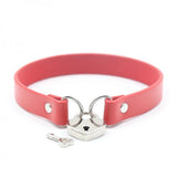 Ple'sur Pvc Collar With Heart Lock & Key Red