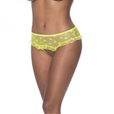 Magic Silk Love Star Skirted Hipster With Open Crotch Panty Neon Chartreuse L/xl