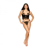 Dreamgirl Velvet And Gold Lurex Lace Bustier And G-string Set Black M