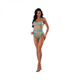 Magic Silk Soft Petals Bralette, Waist Cincher And Panty Set Aqua S/m