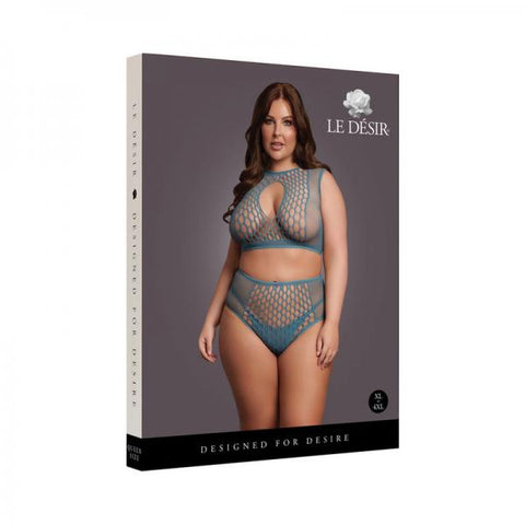 Le Desir Duo Net Key-hole Bra Set Ocean Deep Queen Size