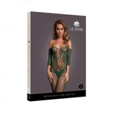 Le Desir Lace Long-sleeved Bodystocking Midnight Green O/s