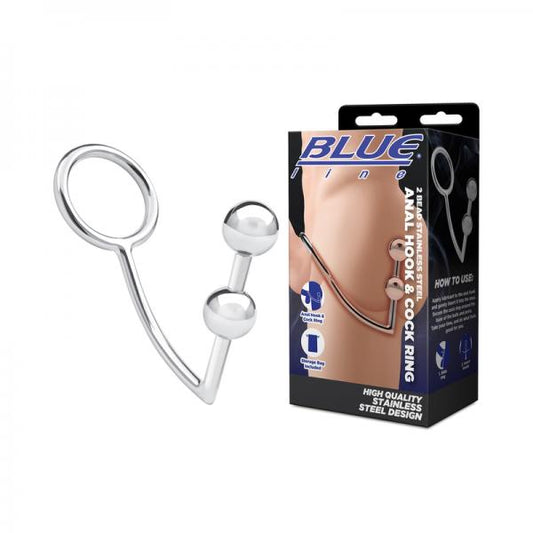Blueline 2 Bead Anal Hook Ring 45mm